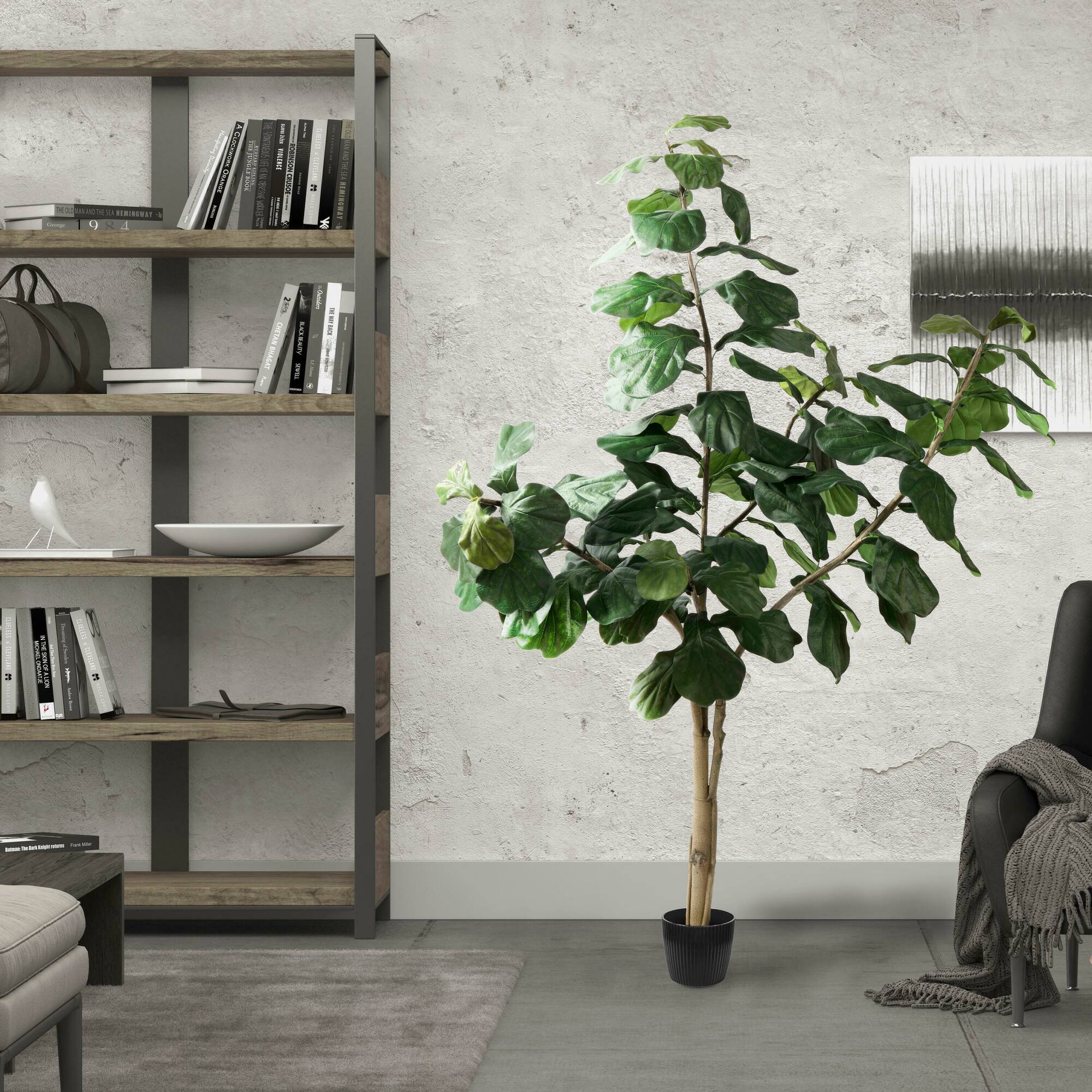 7ft. Potted Artificial Fiddle Tree